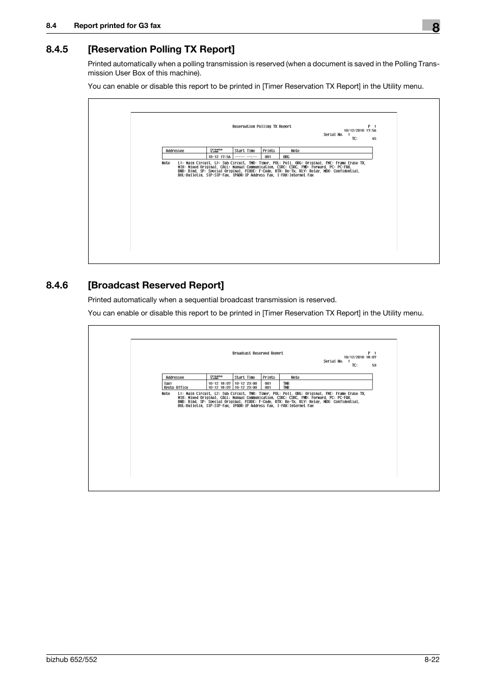 5 [reservation polling tx report, 6 [broadcast reserved report, Reservation polling tx report] -22 | Broadcast reserved report] -22 | Konica Minolta bizhub 552 User Manual | Page 170 / 310