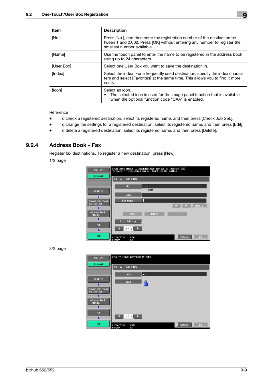 4 address book - fax, Address book - fax -9 | Konica Minolta bizhub 552 User Manual | Page 187 / 310