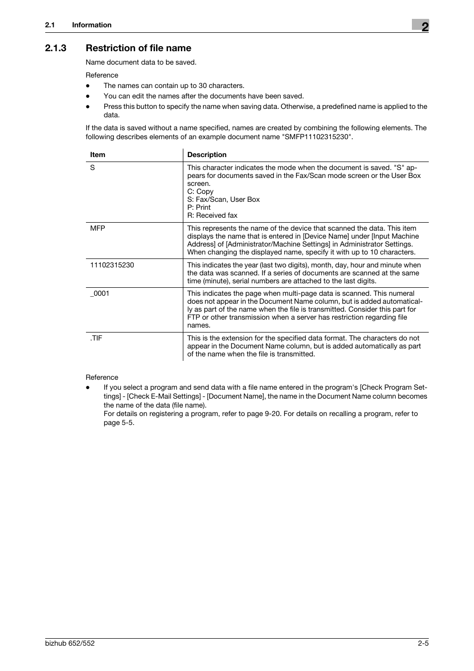 3 restriction of file name, Restriction of file name -5 | Konica Minolta bizhub 552 User Manual | Page 22 / 310