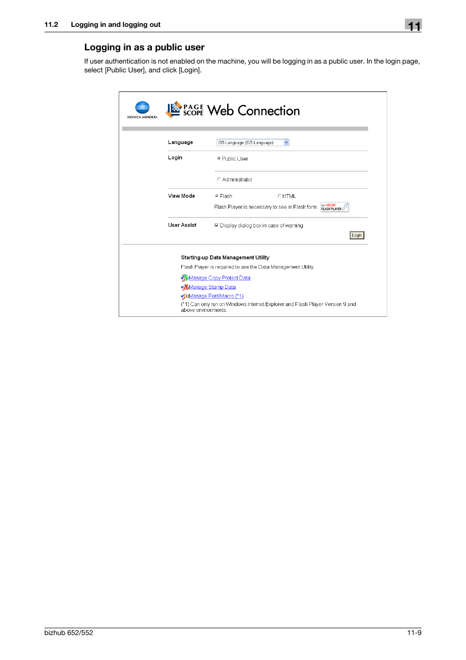 Logging in as a public user, Logging in as a public user -9 | Konica Minolta bizhub 552 User Manual | Page 255 / 310