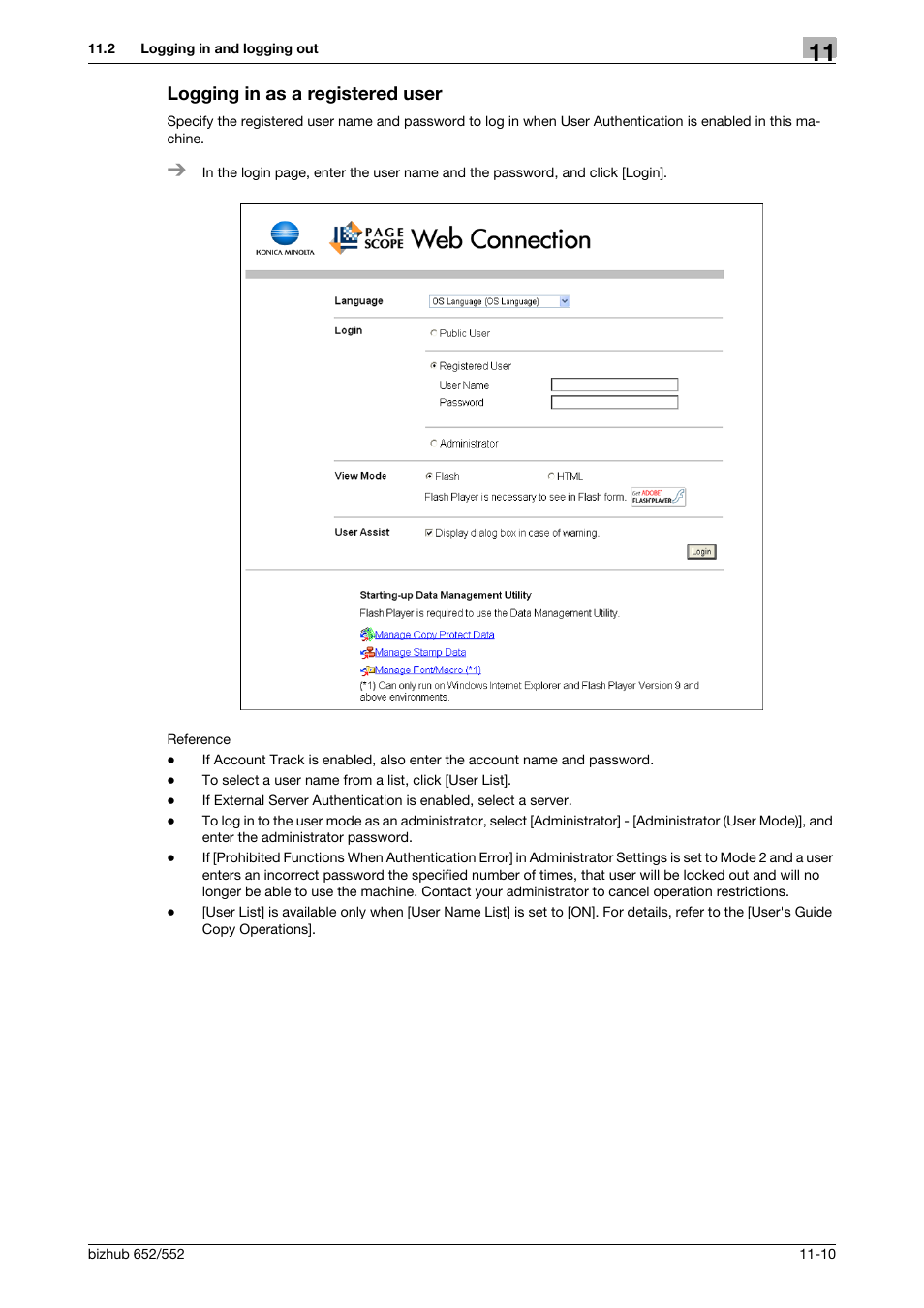 Logging in as a registered user, Logging in as a registered user -10 | Konica Minolta bizhub 552 User Manual | Page 256 / 310