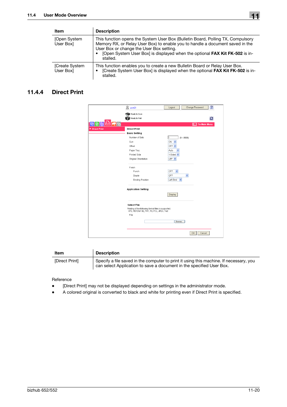 4 direct print, Direct print -20 | Konica Minolta bizhub 552 User Manual | Page 266 / 310