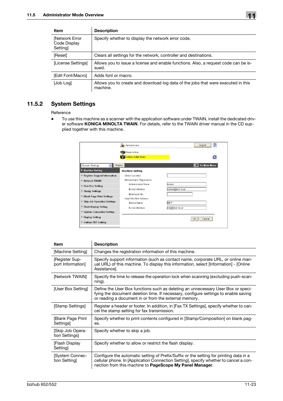 2 system settings, System settings -23 | Konica Minolta bizhub 552 User Manual | Page 269 / 310