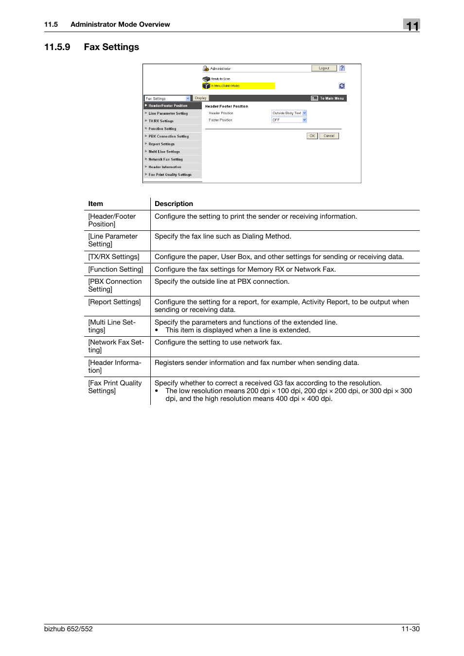 9 fax settings, Fax settings -30 | Konica Minolta bizhub 552 User Manual | Page 276 / 310