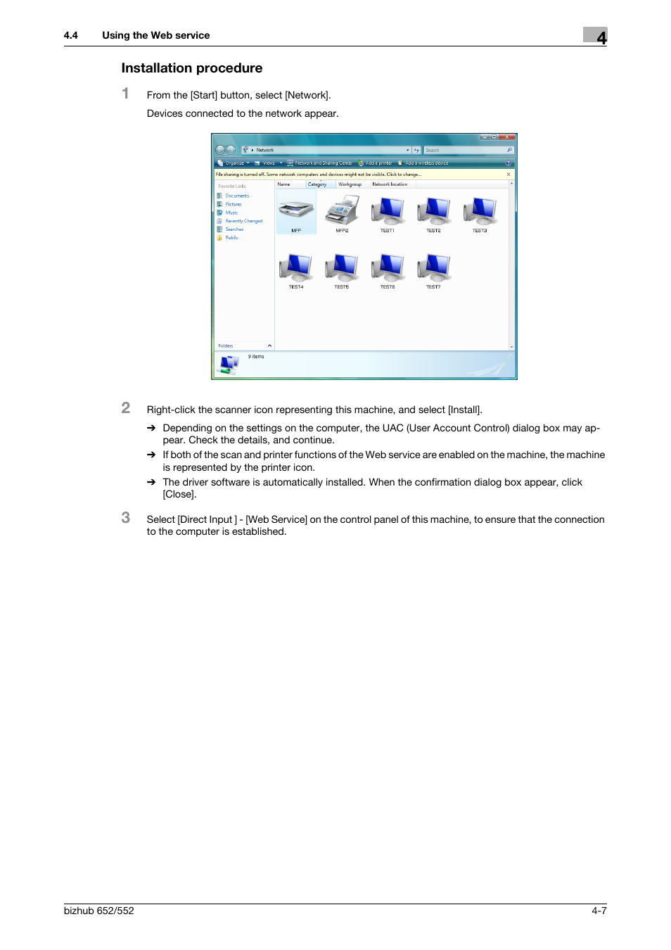 Installation procedure, Installation procedure -7 | Konica Minolta bizhub 552 User Manual | Page 54 / 310