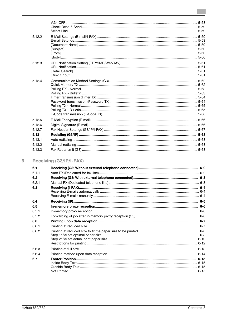 6receiving (g3/ip/i-fax) | Konica Minolta bizhub 552 User Manual | Page 6 / 310