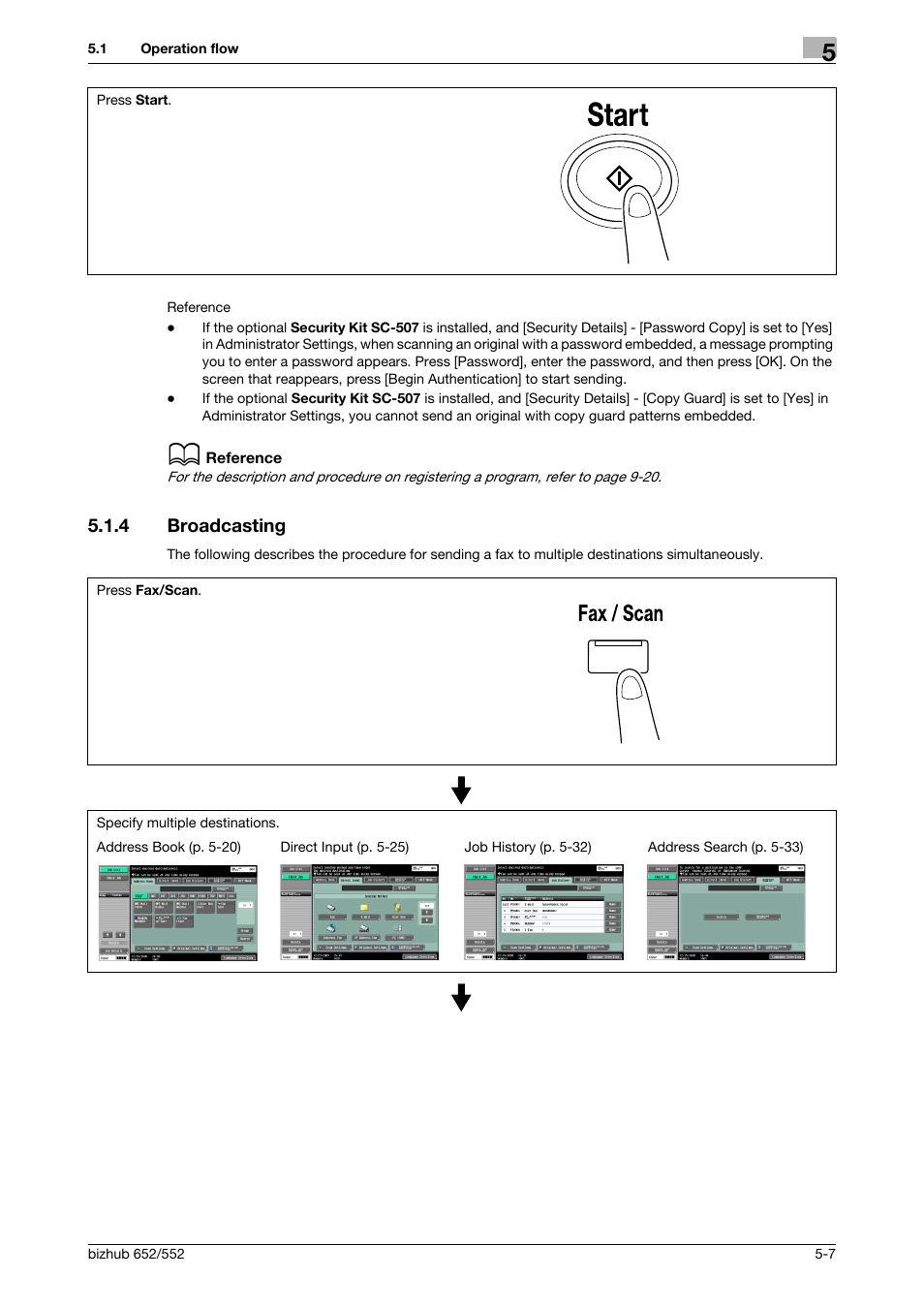 4 broadcasting, Broadcasting -7 | Konica Minolta bizhub 552 User Manual | Page 61 / 310