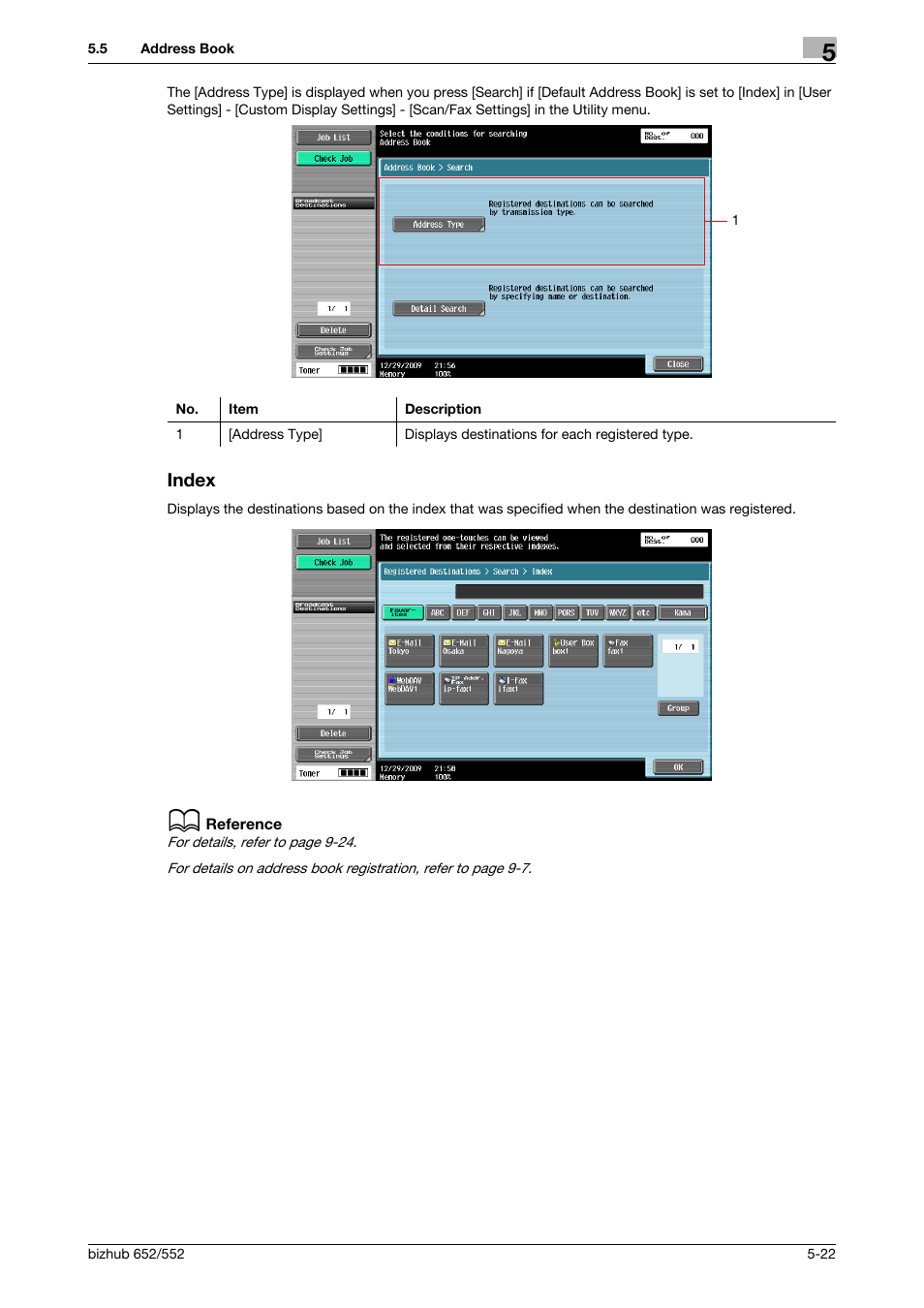 Index, Index -22 | Konica Minolta bizhub 552 User Manual | Page 76 / 310