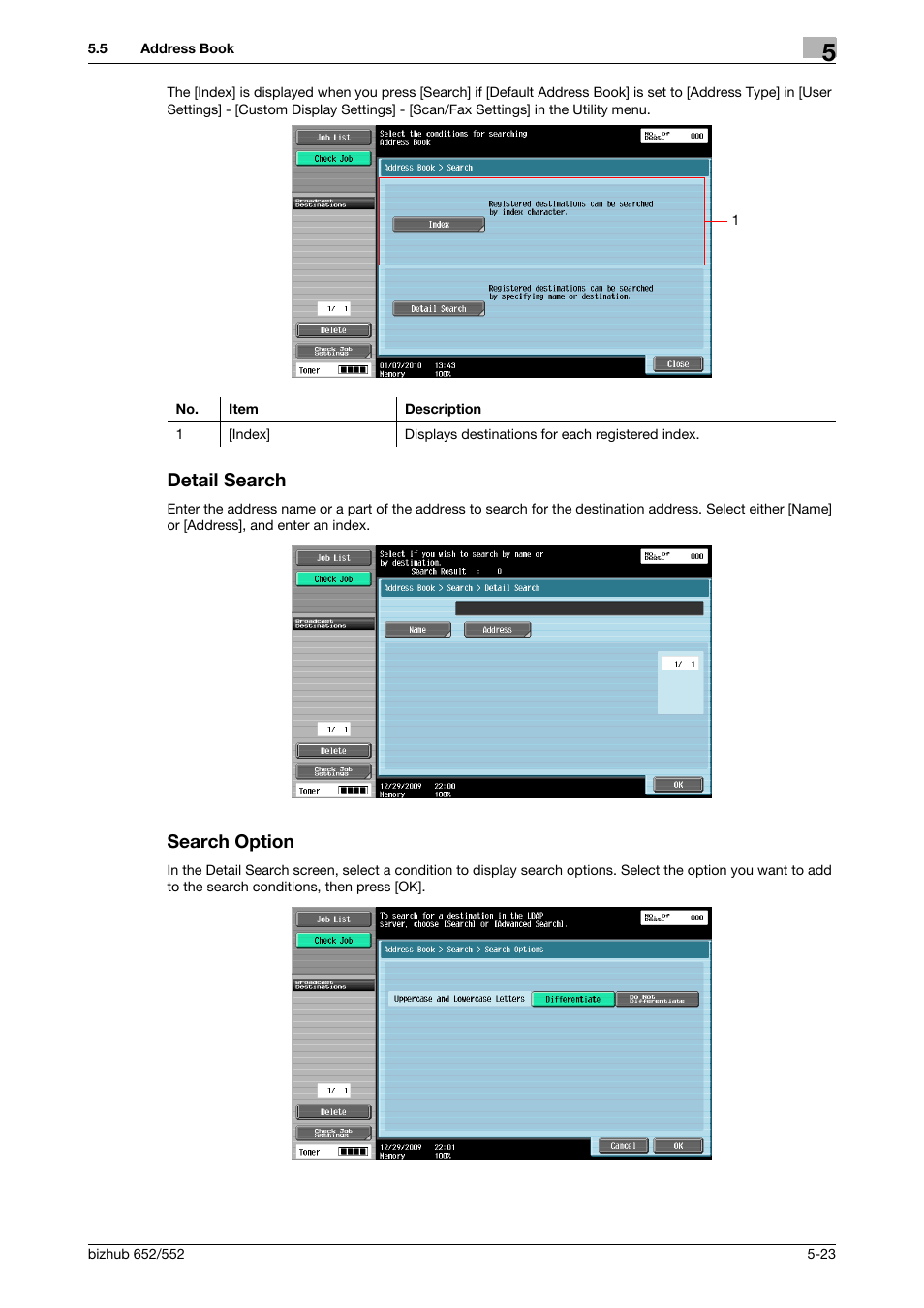 Detail search, Search option, Detail search -23 search option -23 | Konica Minolta bizhub 552 User Manual | Page 77 / 310