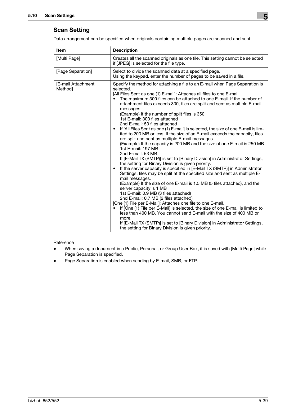 Scan setting, Scan setting -39, Scan setting] (p. 5-39) | Konica Minolta bizhub 552 User Manual | Page 93 / 310