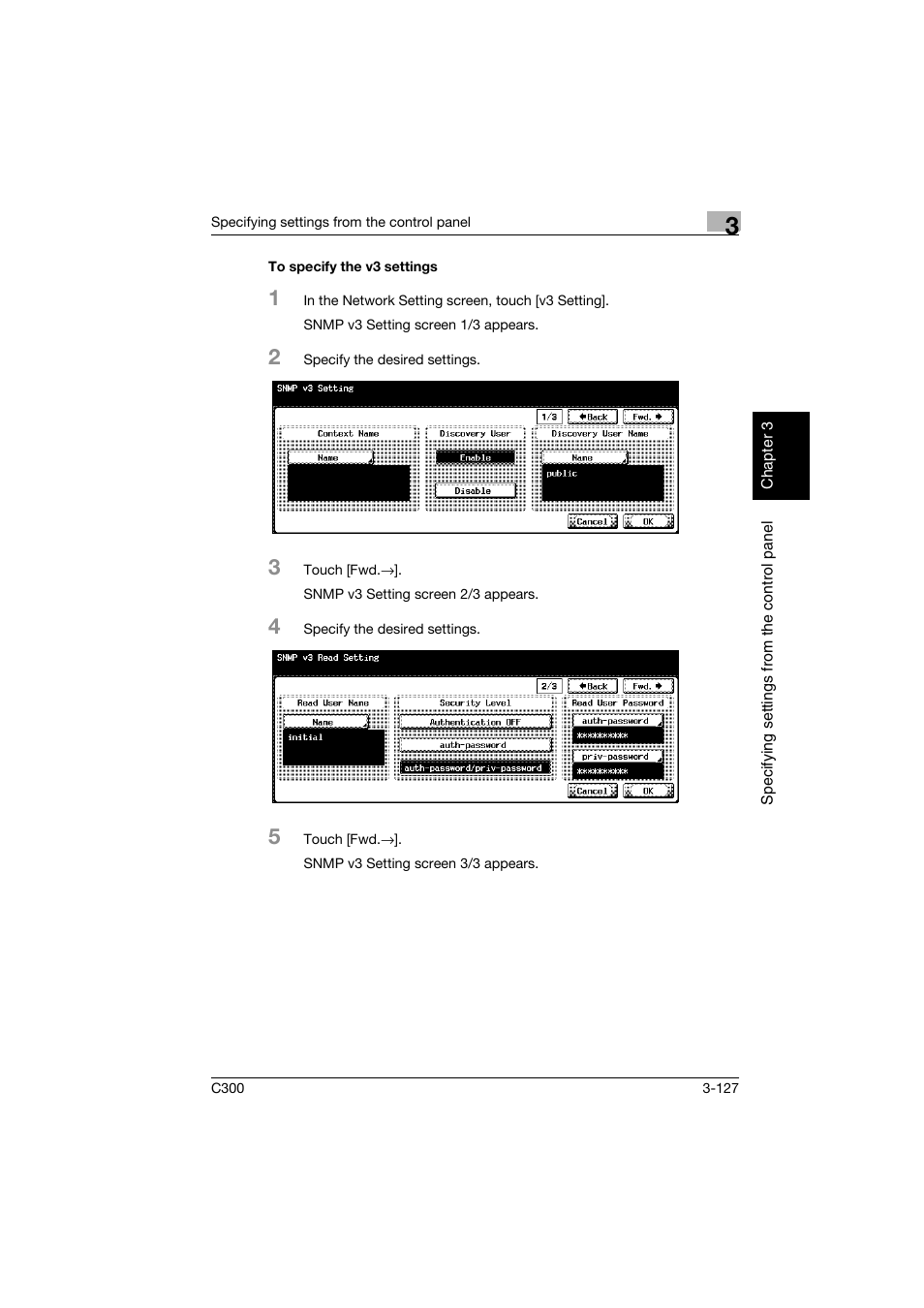 To specify the v3 settings, To specify the v3 settings -127 | Konica Minolta bizhub C300 User Manual | Page 238 / 392