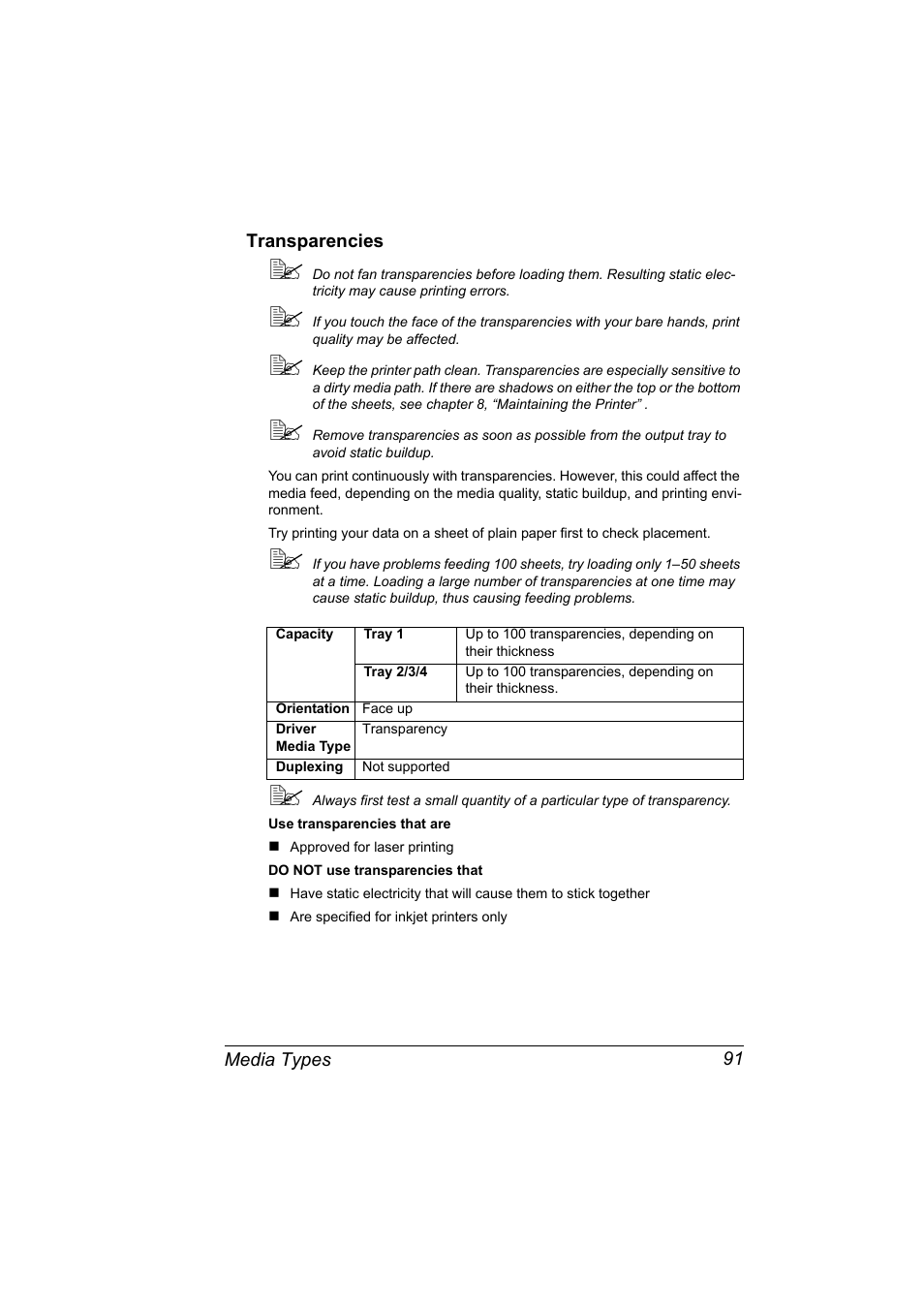 Transparencies, Transparencies 91 | Konica Minolta bizhub 40P User Manual | Page 101 / 236