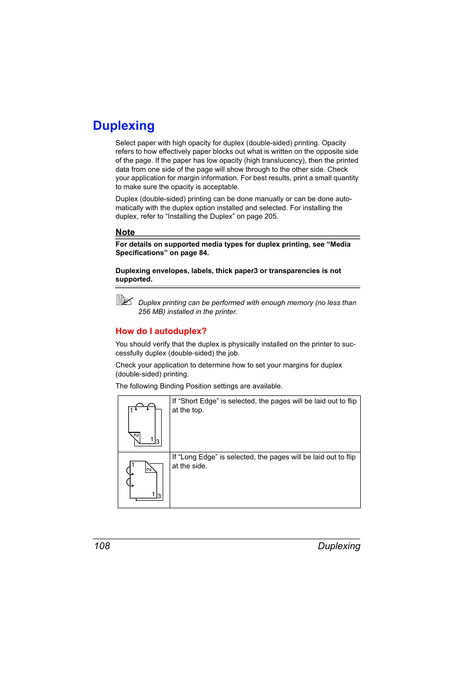 Duplexing, Duplexing 108 | Konica Minolta bizhub 40P User Manual | Page 118 / 236