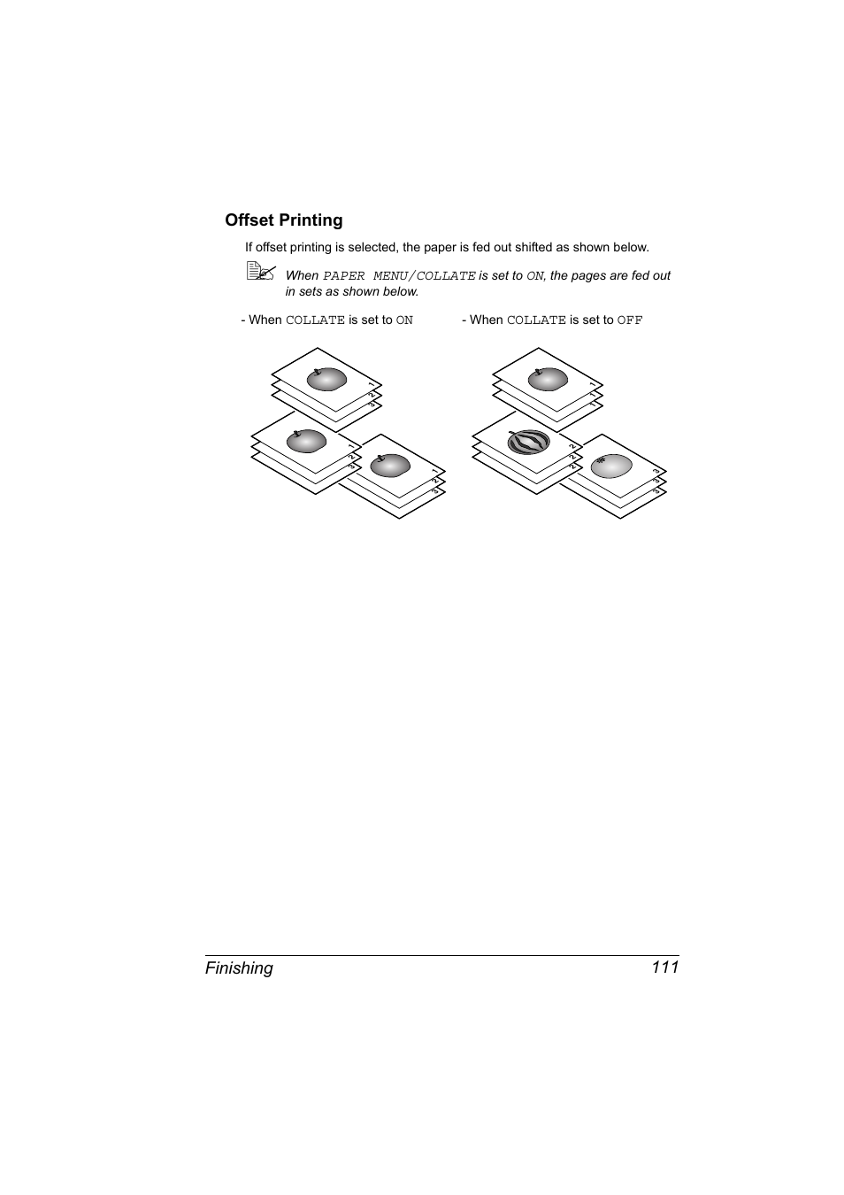 Offset printing, Offset printing 111, Finishing 111 offset printing | Konica Minolta bizhub 40P User Manual | Page 121 / 236