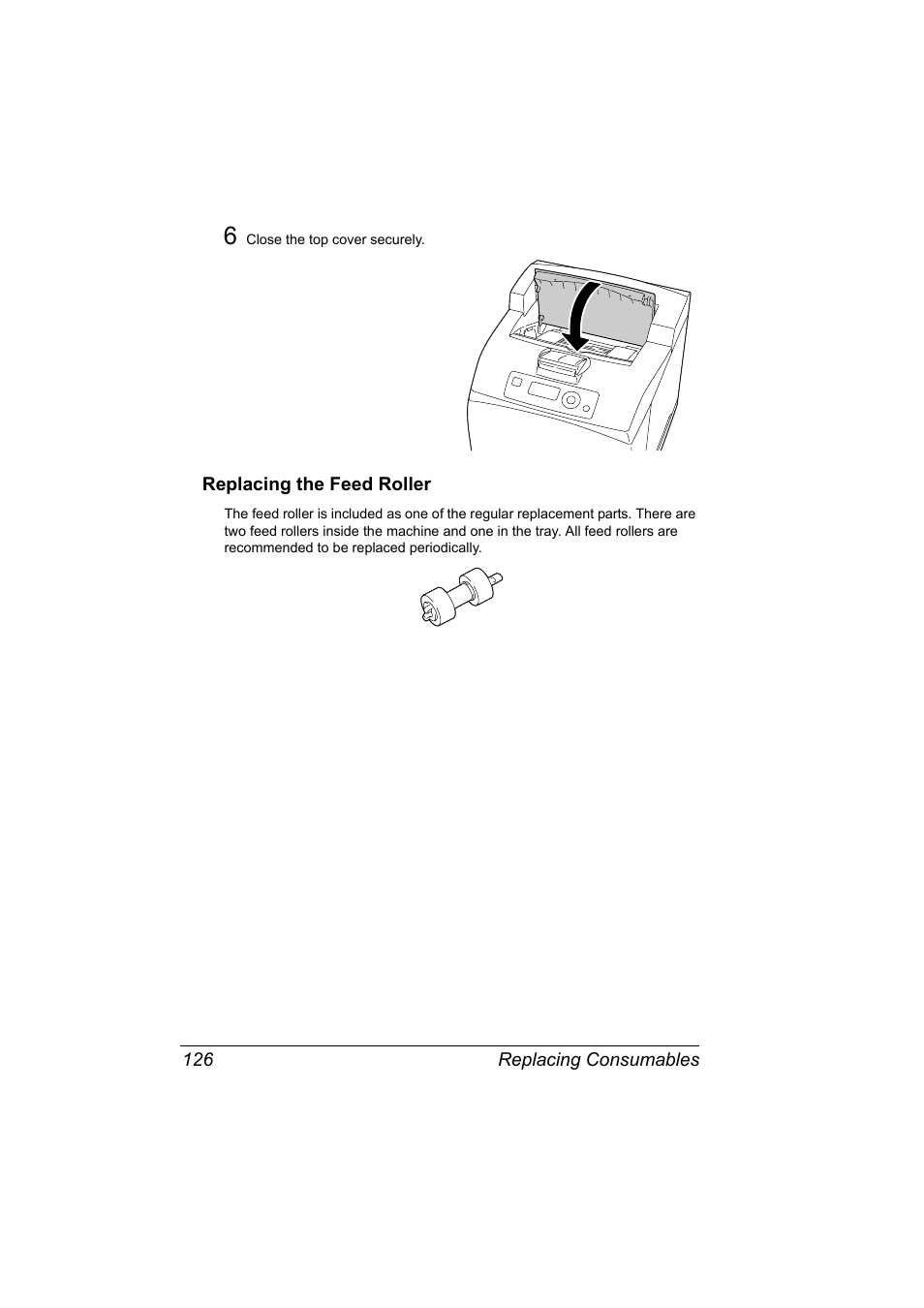 Replacing the feed roller, Replacing the feed roller 126 | Konica Minolta bizhub 40P User Manual | Page 136 / 236