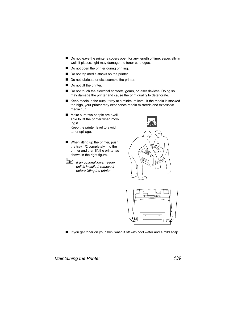 Maintaining the printer 139 | Konica Minolta bizhub 40P User Manual | Page 149 / 236