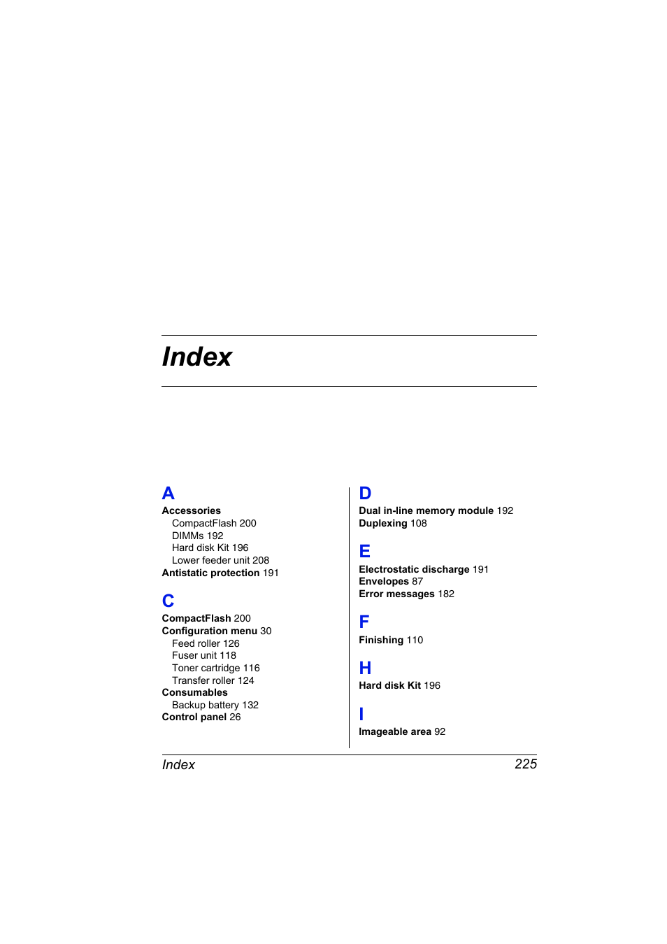 Index, A to i | Konica Minolta bizhub 40P User Manual | Page 235 / 236