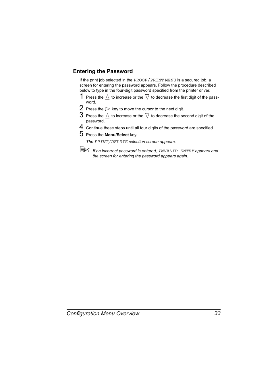 Entering the password, Entering the password 33 | Konica Minolta bizhub 40P User Manual | Page 43 / 236