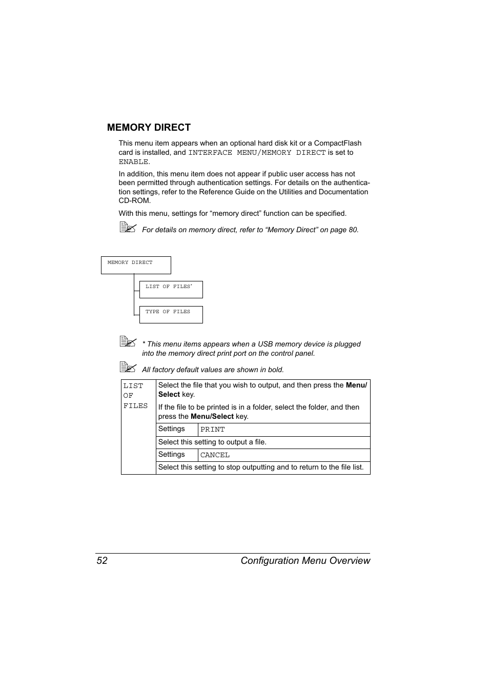 Memory direct, Memory direct 52 | Konica Minolta bizhub 40P User Manual | Page 62 / 236