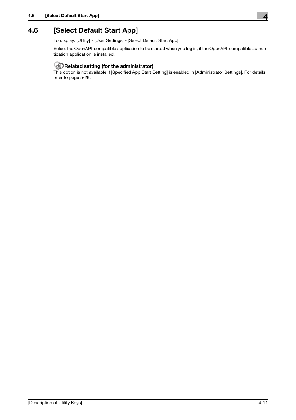6 [select default start app, Select default start app] -11 | Konica Minolta bizhub 4050 User Manual | Page 29 / 65