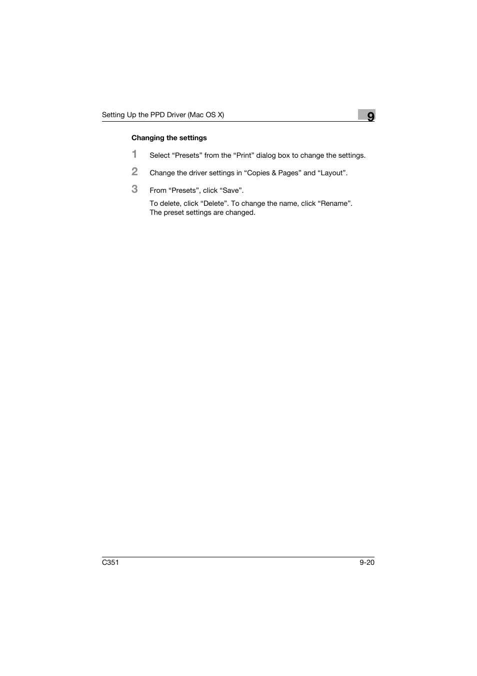 Changing the settings, Changing the settings -20 | Konica Minolta BIZHUB C351 User Manual | Page 233 / 380