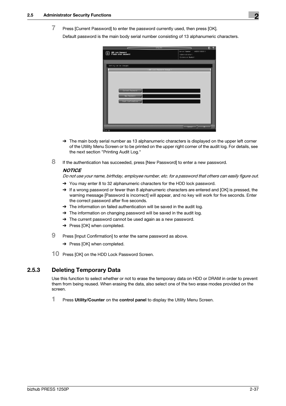 3 deleting temporary data, Deleting temporary data -37 | Konica Minolta bizhub PRESS 1250P User Manual | Page 45 / 68