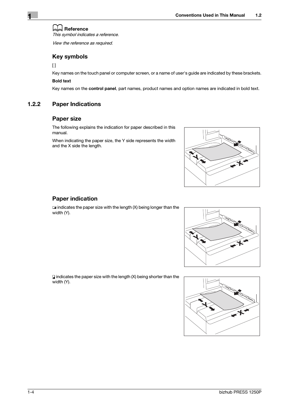 2 paper indications, Paper indications -4 | Konica Minolta bizhub PRESS 1250P User Manual | Page 8 / 68