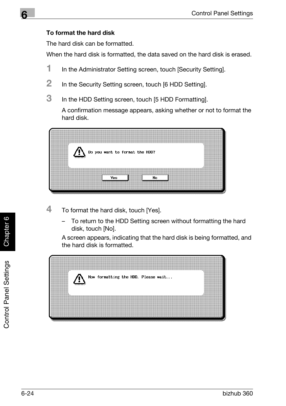 To format the hard disk -24 | Konica Minolta bizhub 360 User Manual | Page 171 / 218