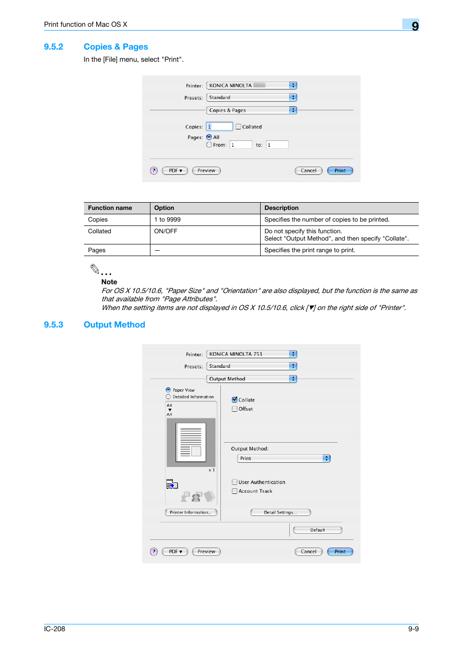 3 output method, Output method -9 | Konica Minolta bizhub 601 User Manual | Page 118 / 273