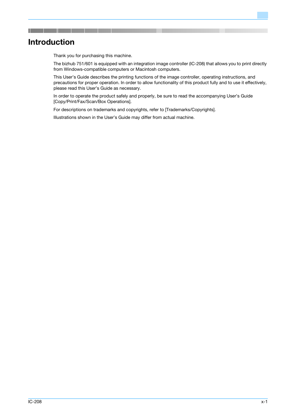 Introduction | Konica Minolta bizhub 601 User Manual | Page 2 / 273