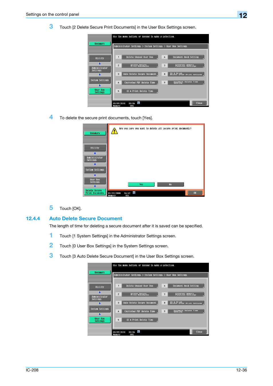 4 auto delete secure document, Auto delete secure document -36 | Konica Minolta bizhub 601 User Manual | Page 215 / 273