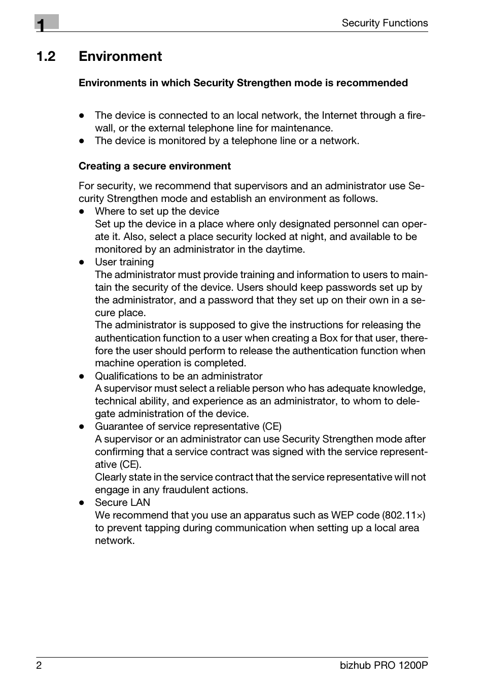 2 environment, Environment | Konica Minolta bizhub PRO 1200P User Manual | Page 8 / 72