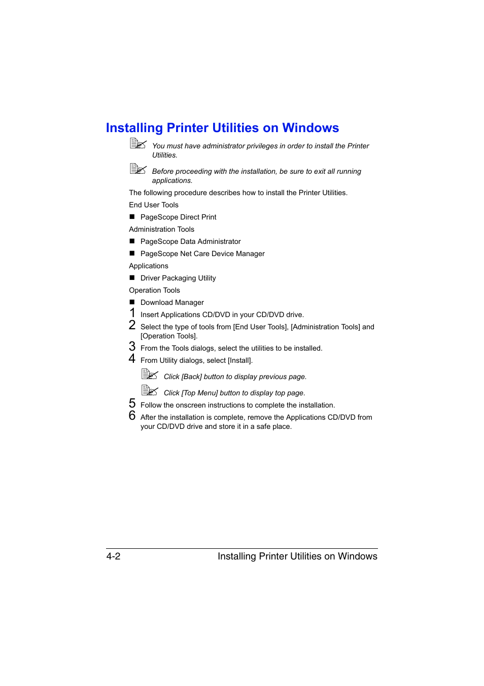 Installing printer utilities on windows, Installing printer utilities on windows -2 | Konica Minolta bizhub C35 User Manual | Page 179 / 510