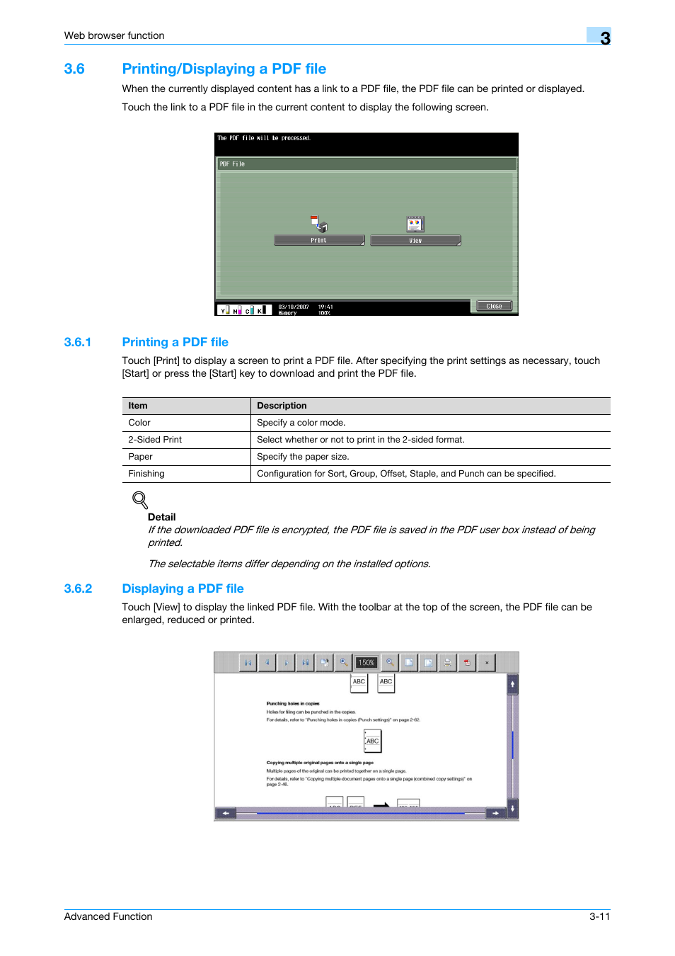 6 printing/displaying a pdf file, 1 printing a pdf file, 2 displaying a pdf file | Printing/displaying a pdf file -11, Printing a pdf file -11, Displaying a pdf file -11 | Konica Minolta bizhub C451 User Manual | Page 25 / 82