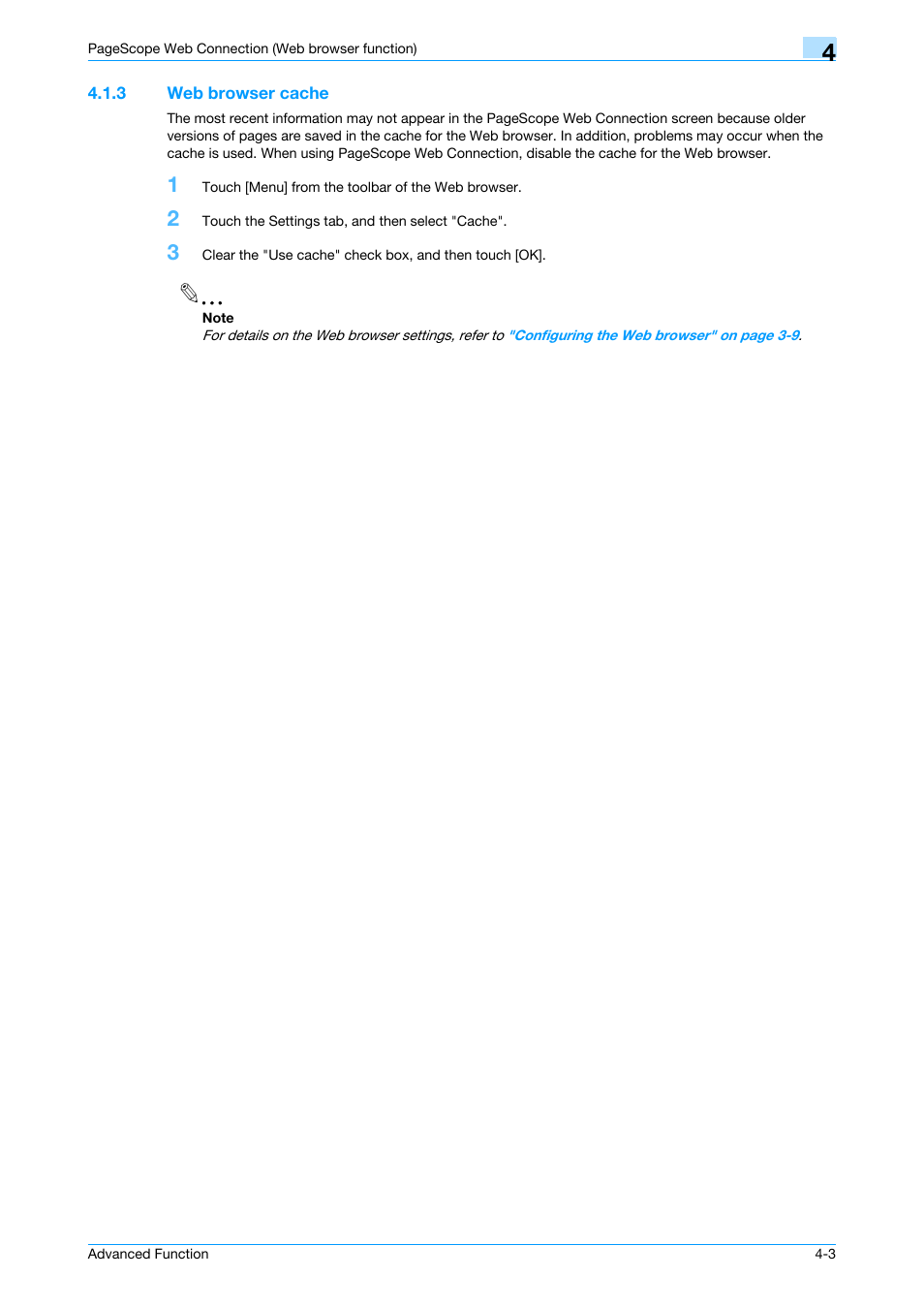 3 web browser cache, Web browser cache -3 | Konica Minolta bizhub C451 User Manual | Page 28 / 82