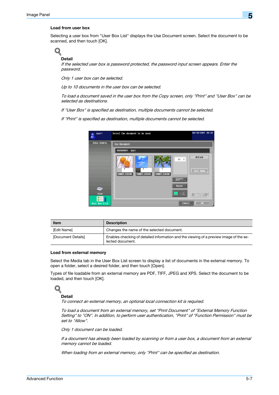 Load from user box, Load from external memory, Load from user box -7 load from external memory -7 | Konica Minolta bizhub C451 User Manual | Page 42 / 82