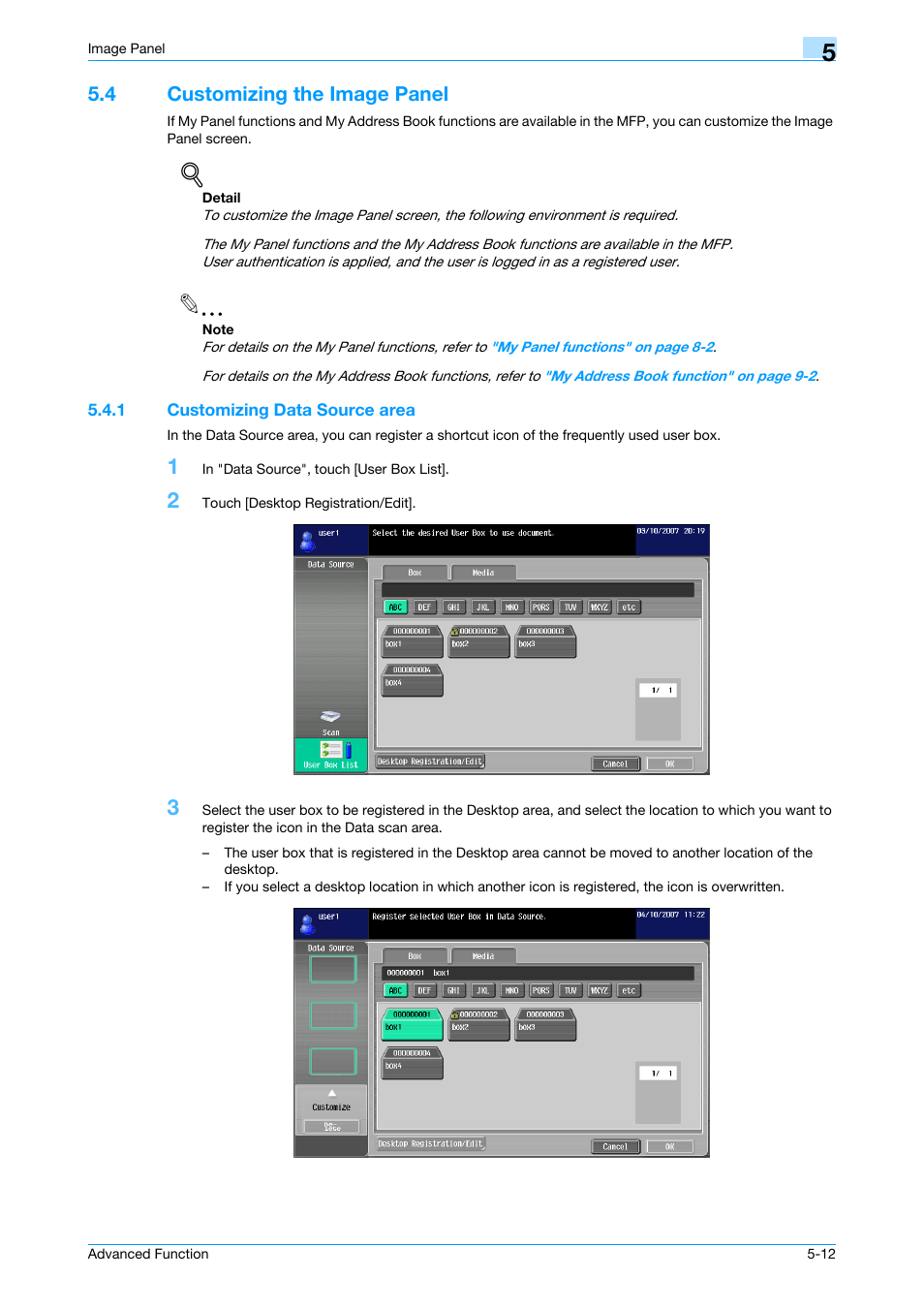 4 customizing the image panel, 1 customizing data source area, Customizing the image panel -12 | Customizing data source area -12 | Konica Minolta bizhub C451 User Manual | Page 47 / 82