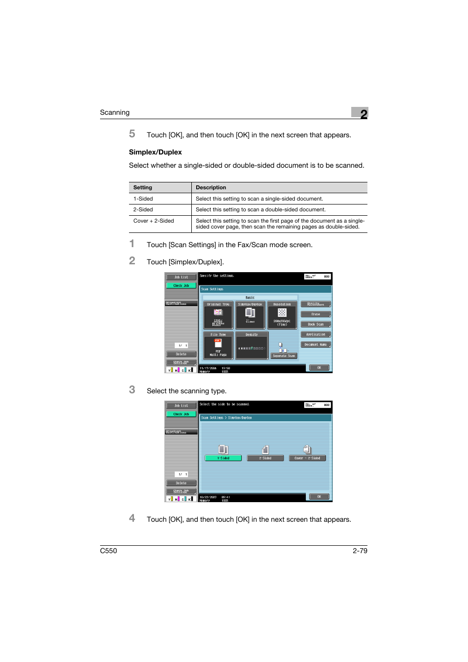Simplex/duplex, Simplex/duplex -79, P. 2-79 | Konica Minolta bizhub C550 User Manual | Page 118 / 415