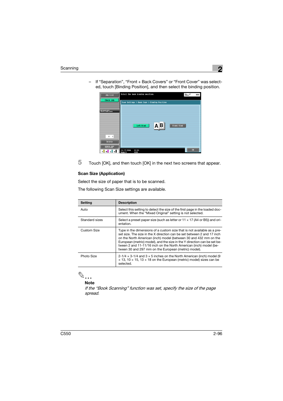 Scan size (application), Scan size (application) -96 | Konica Minolta bizhub C550 User Manual | Page 135 / 415