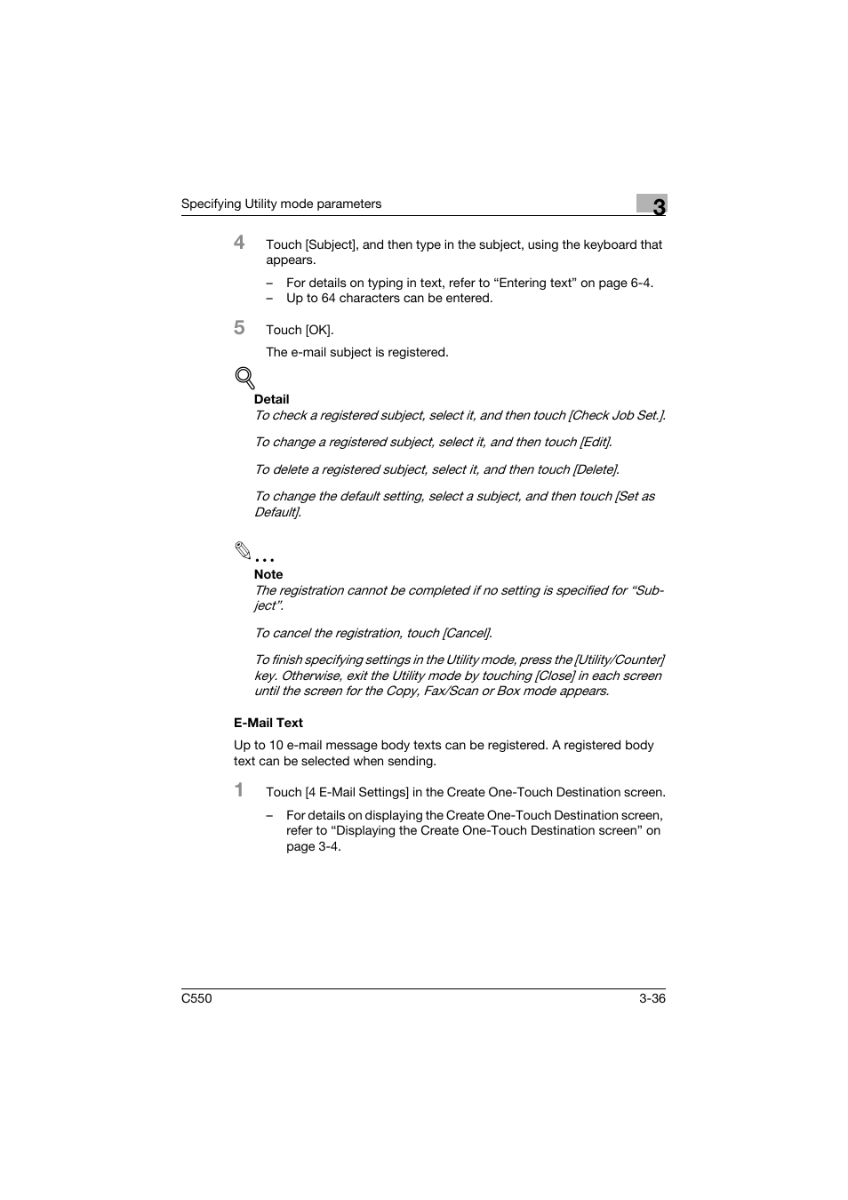 E-mail text, E-mail text -36 | Konica Minolta bizhub C550 User Manual | Page 203 / 415