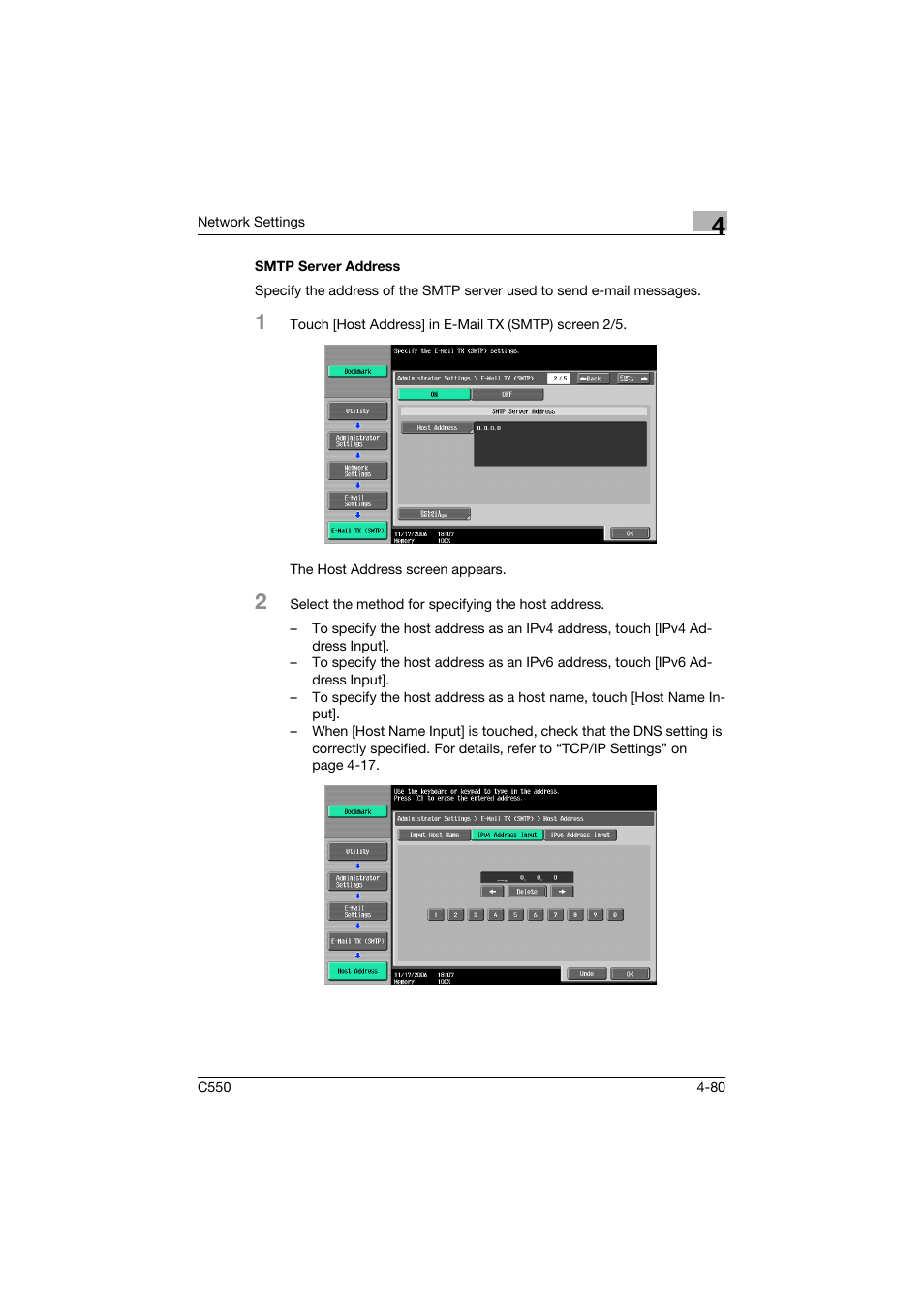 Smtp server address, Smtp server address -80 | Konica Minolta bizhub C550 User Manual | Page 326 / 415