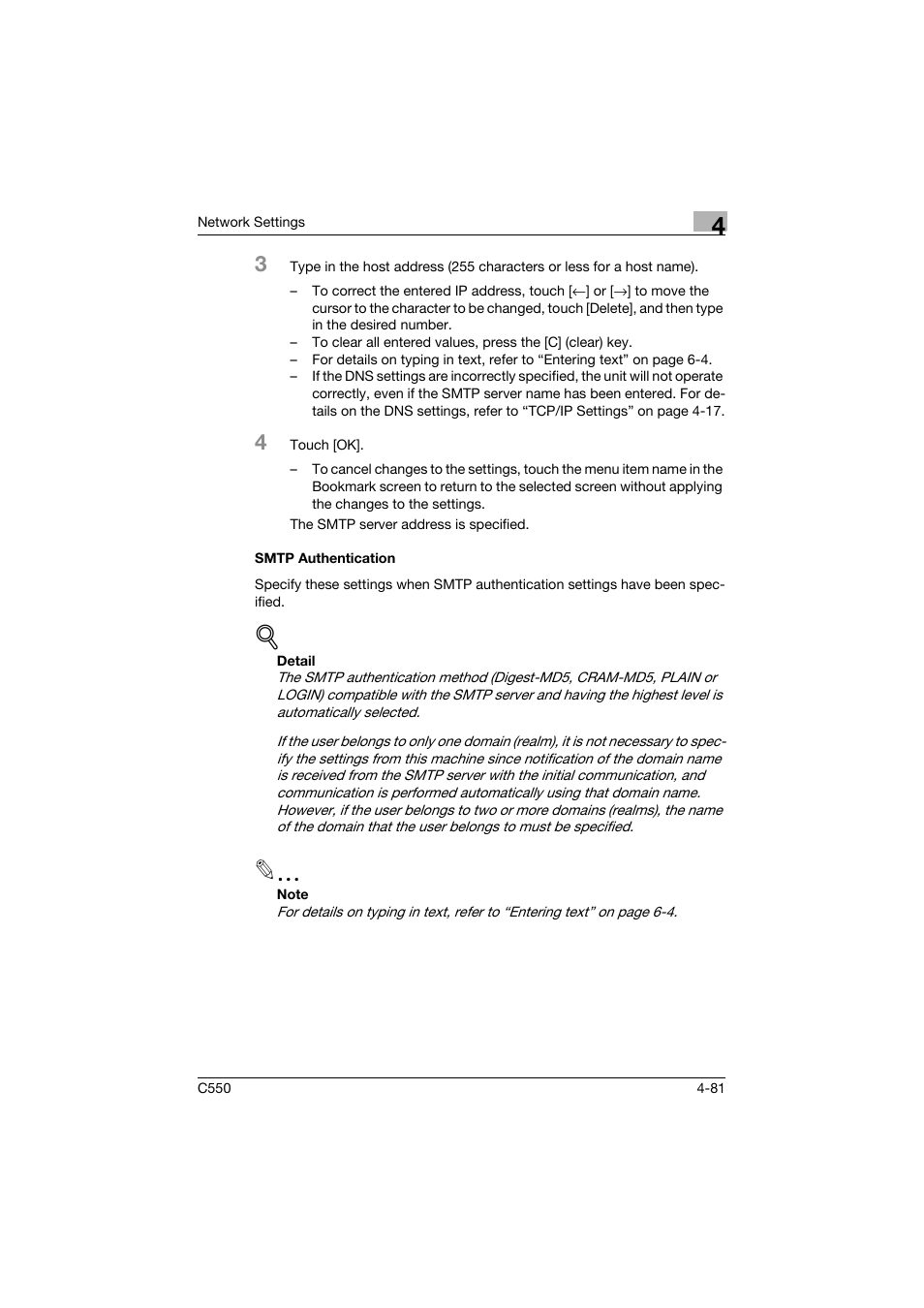 Smtp authentication, Smtp authentication -81 | Konica Minolta bizhub C550 User Manual | Page 327 / 415