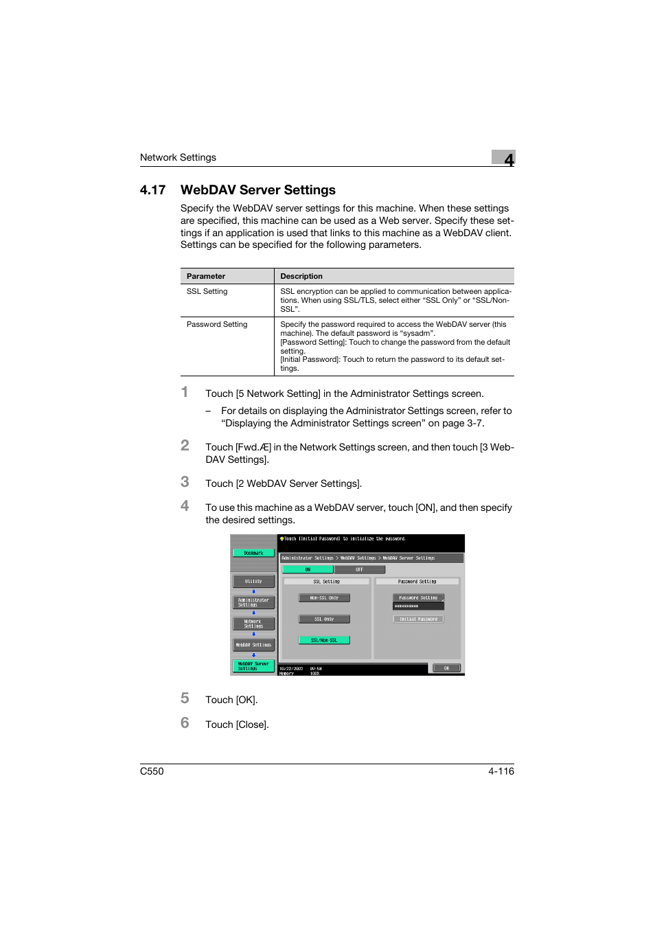 17 webdav server settings, Webdav server settings -116 | Konica Minolta bizhub C550 User Manual | Page 362 / 415