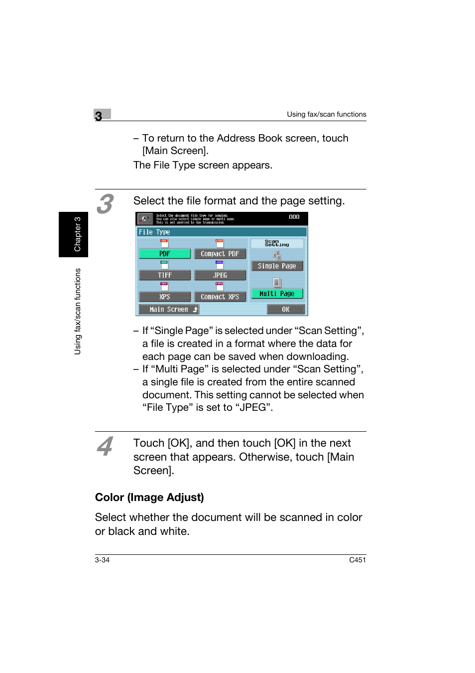 Color (image adjust), Color (image adjust) -34 | Konica Minolta bizhub C451 User Manual | Page 135 / 164