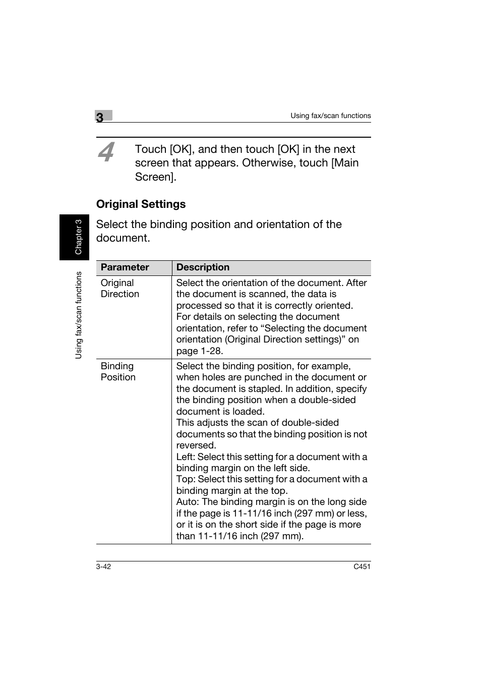 Original settings, Original settings -42 | Konica Minolta bizhub C451 User Manual | Page 143 / 164
