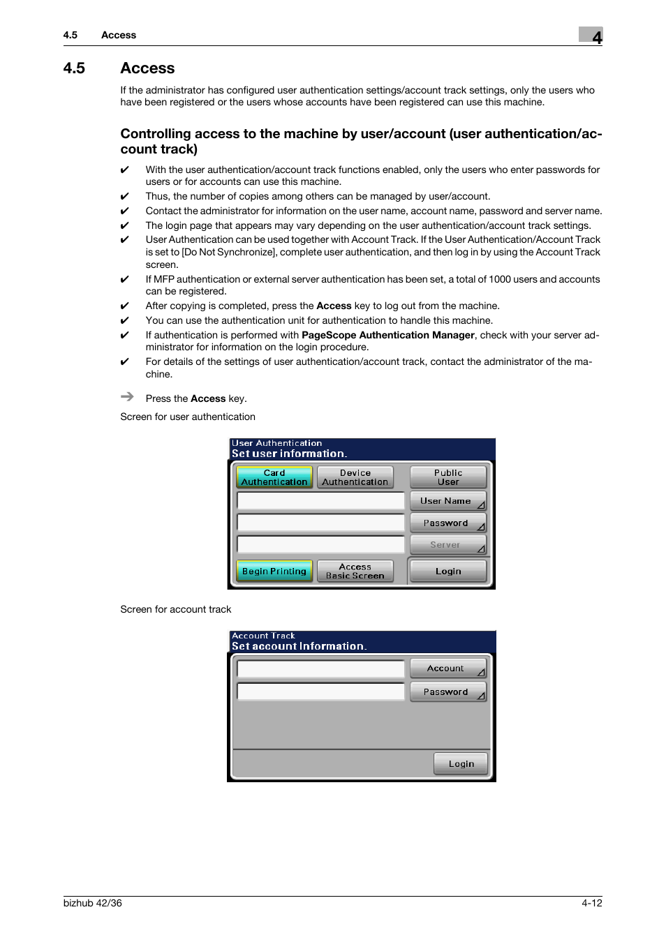 5 access, P. 4-12 | Konica Minolta bizhub 42 User Manual | Page 38 / 109