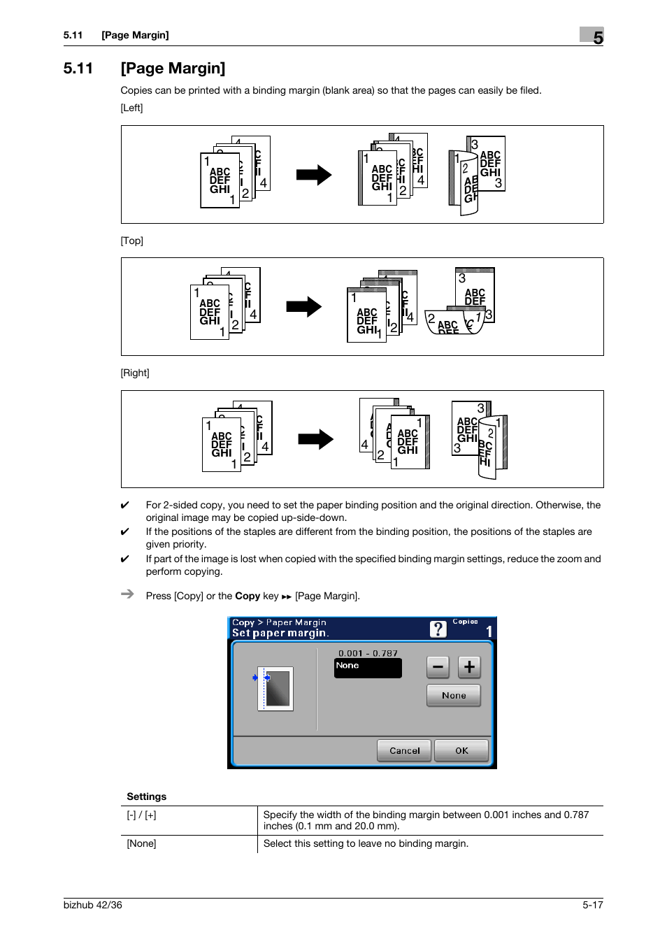 P. 5-17, 11 [page margin | Konica Minolta bizhub 42 User Manual | Page 57 / 109
