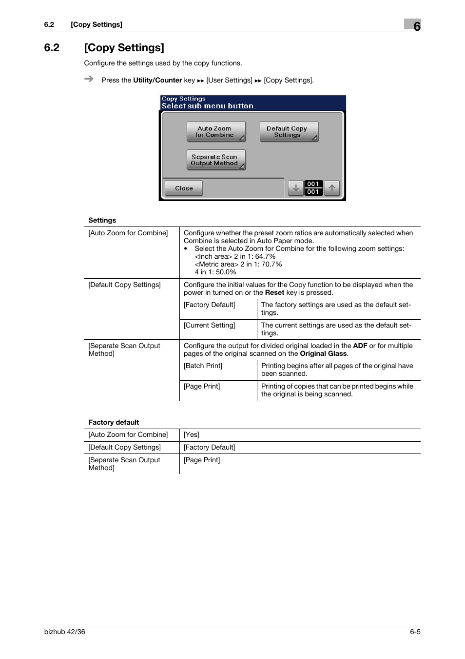 2 [copy settings, Copy settings] -5 | Konica Minolta bizhub 42 User Manual | Page 66 / 109