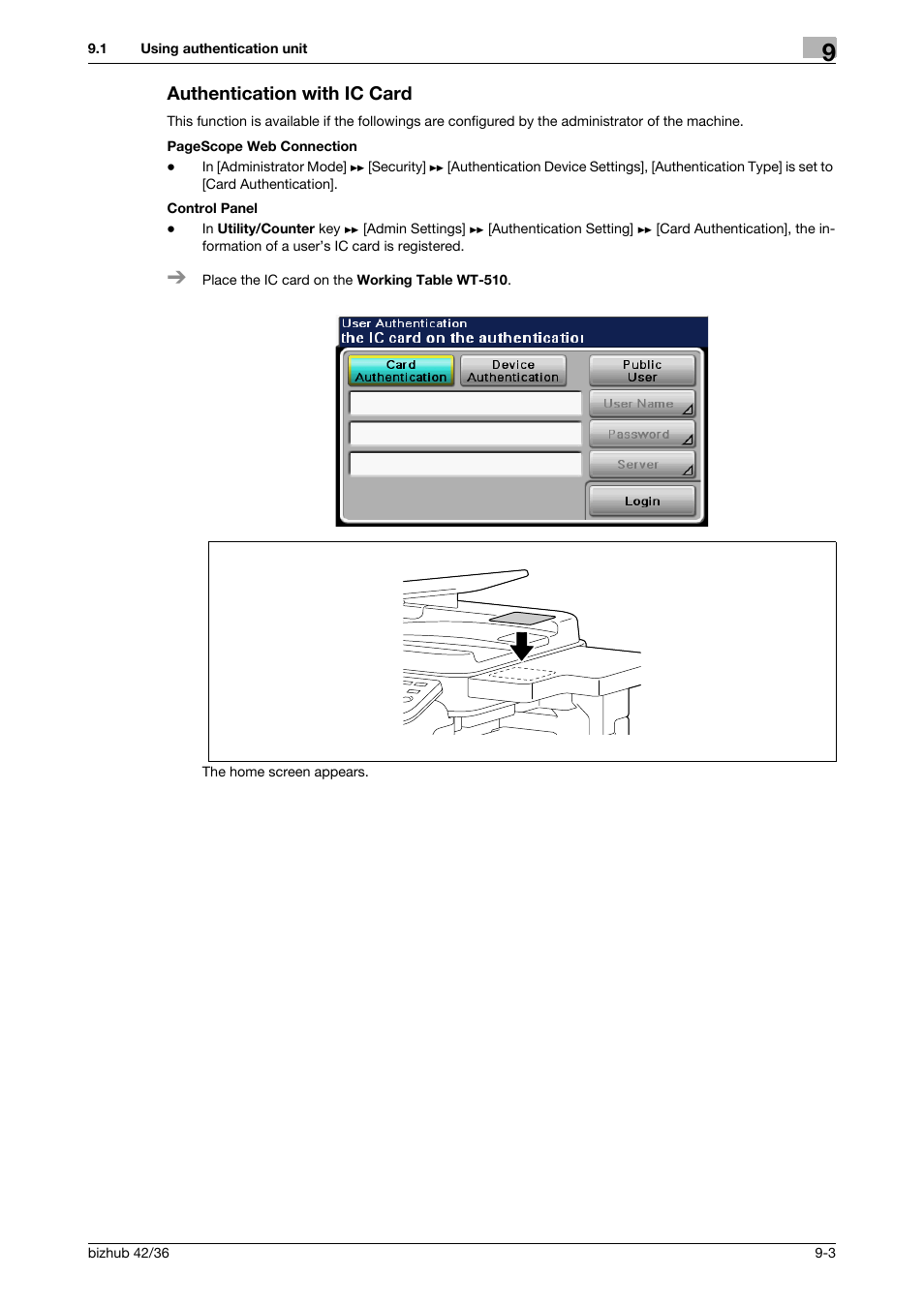 Authentication with ic card, Authentication with ic card -3 | Konica Minolta bizhub 42 User Manual | Page 91 / 109
