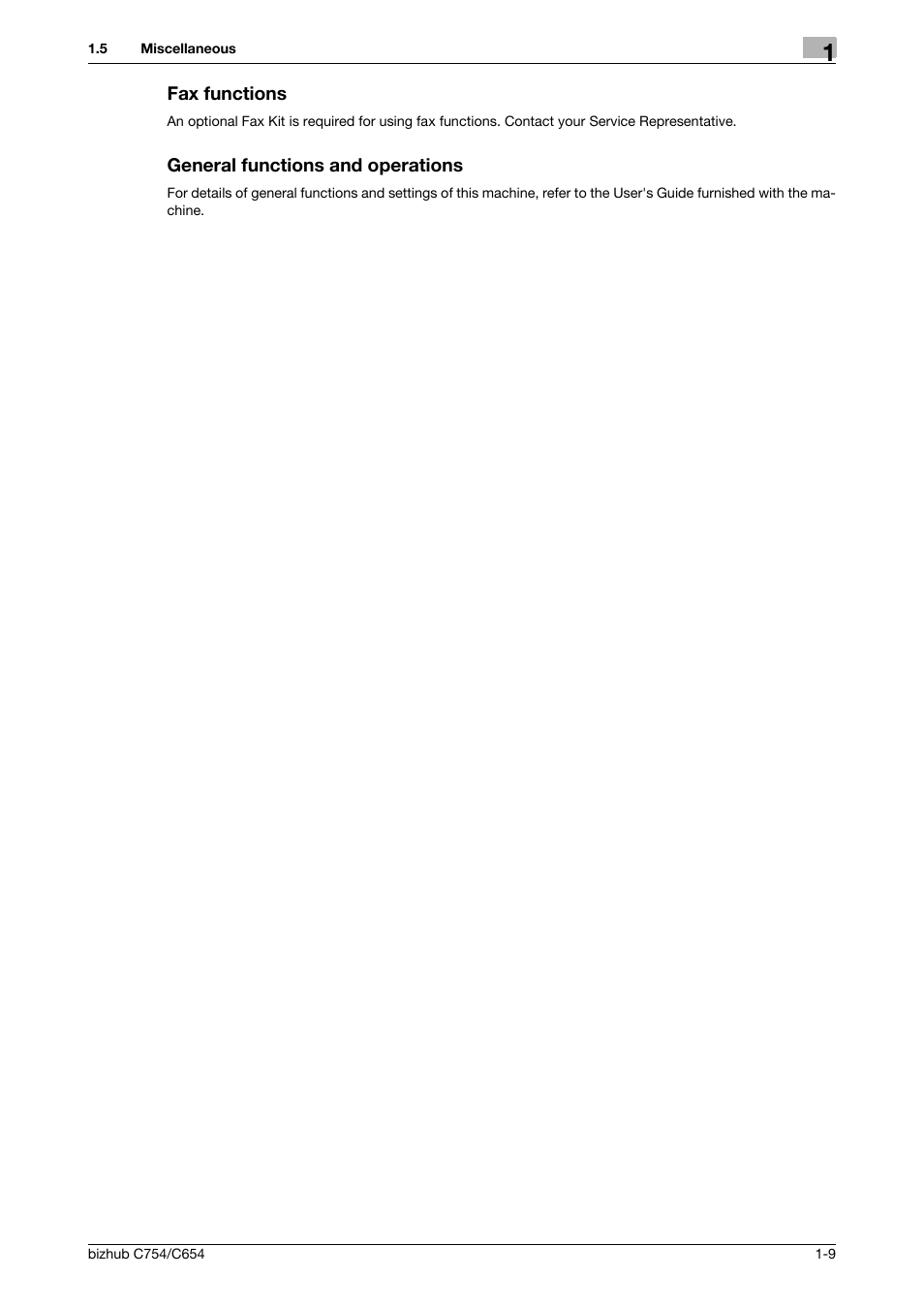 Fax functions, General functions and operations | Konica Minolta bizhub C654 User Manual | Page 12 / 58